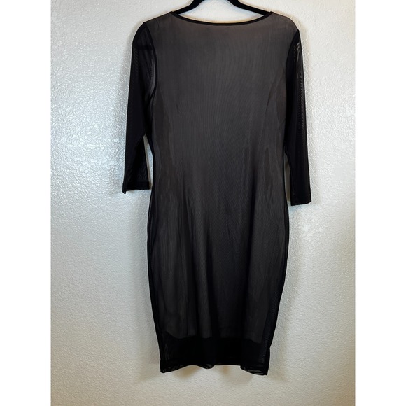 Philosophy Dresses Black Mesh Sheer Sheath Midi Dress Size Large - Picture 4 of 8